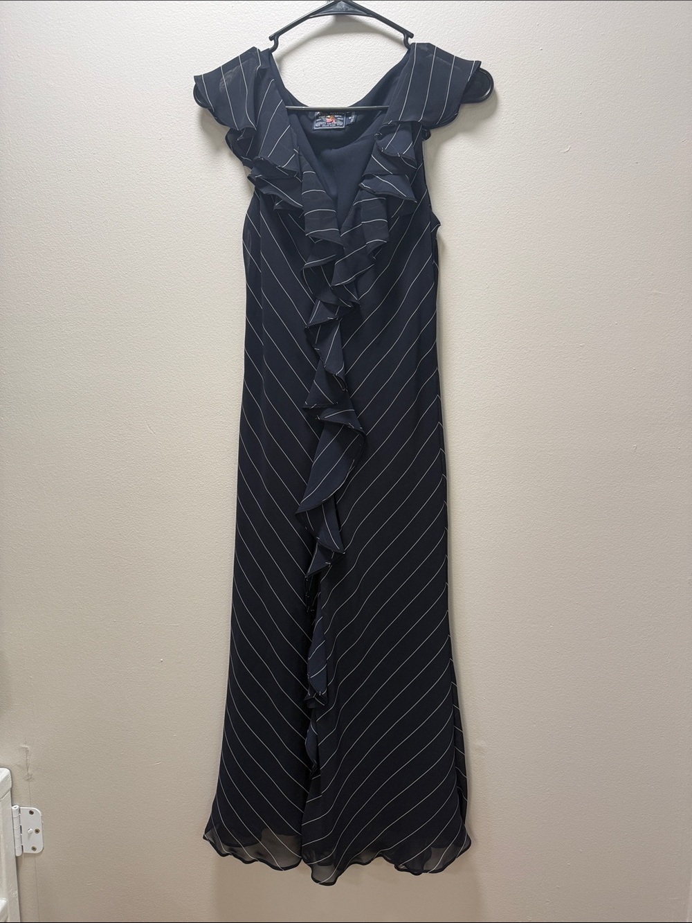 Wide Pinstripe Dress / Blue and White Stripe Dress / Navy and White Dress